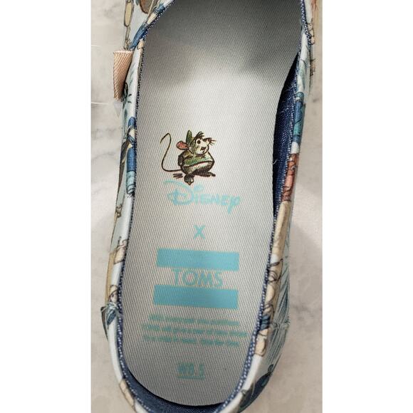 **NWT DISNEY X TOMS Classic Blue Cinderella Printed Canvas Shoes Women's US8.5** - Picture 4 of 15